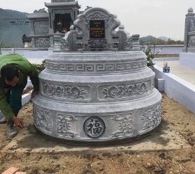 MỘ ĐÁ TRÒN - LÀM BẰNG ĐÁ XANH ĐEN - MẪU 01