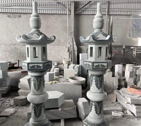 CỘT ĐÈN ĐÁ - ĐÈN TRÒN LÀM BẰNG ĐÁ XANH RÊU - MẪU 01